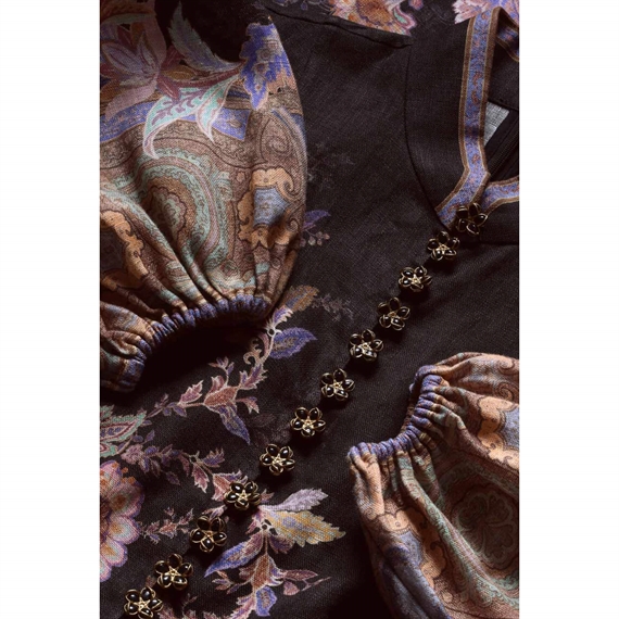 Zimmermann Luna Button Midi Kjole, Midnight Paisley